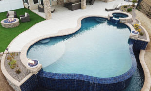 Stunning water features, accent fire pits, and gorgeous tile work.